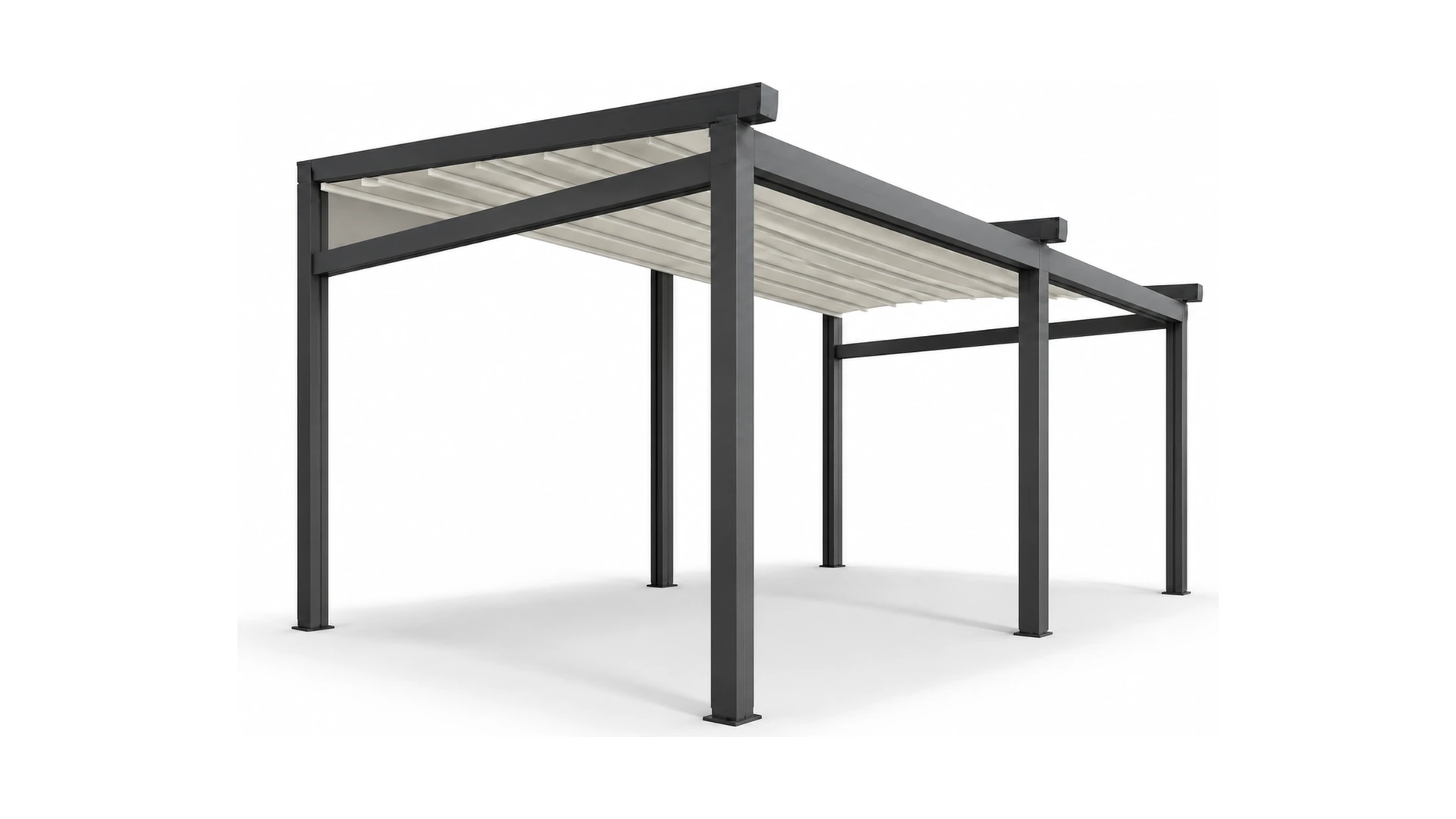 фото макет отдельно стоящая пергола Solo Project Light со сдвижным тентом